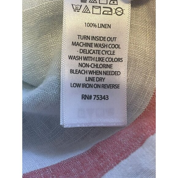 C&C California Dress Womens L White Striped 100% Linen Button Sleeveless beach - Picture 4 of 4